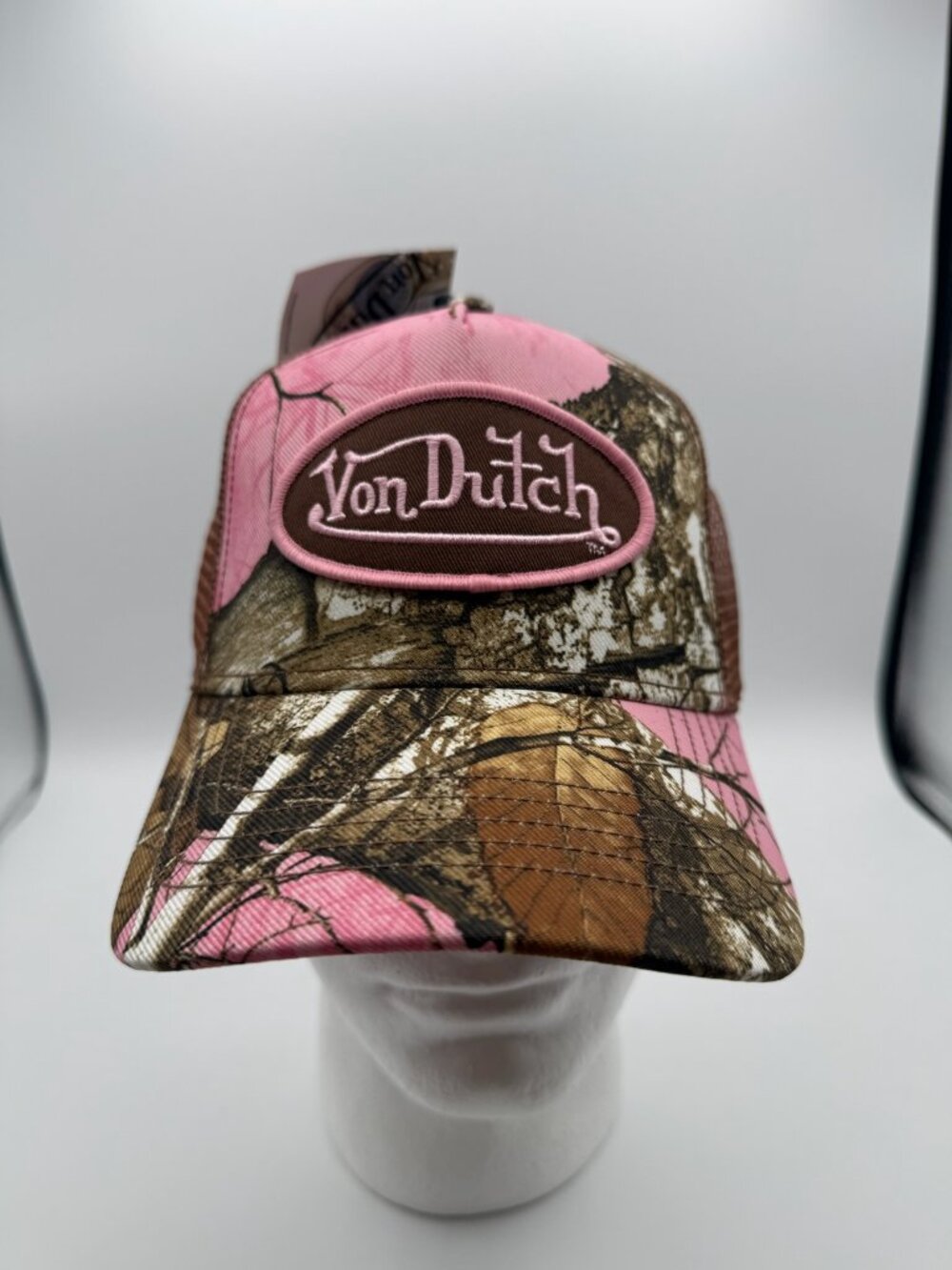 Von Dutch Realtree EDGE Pink Camo Trucker Hat Brown Mesh Snapback NWT
